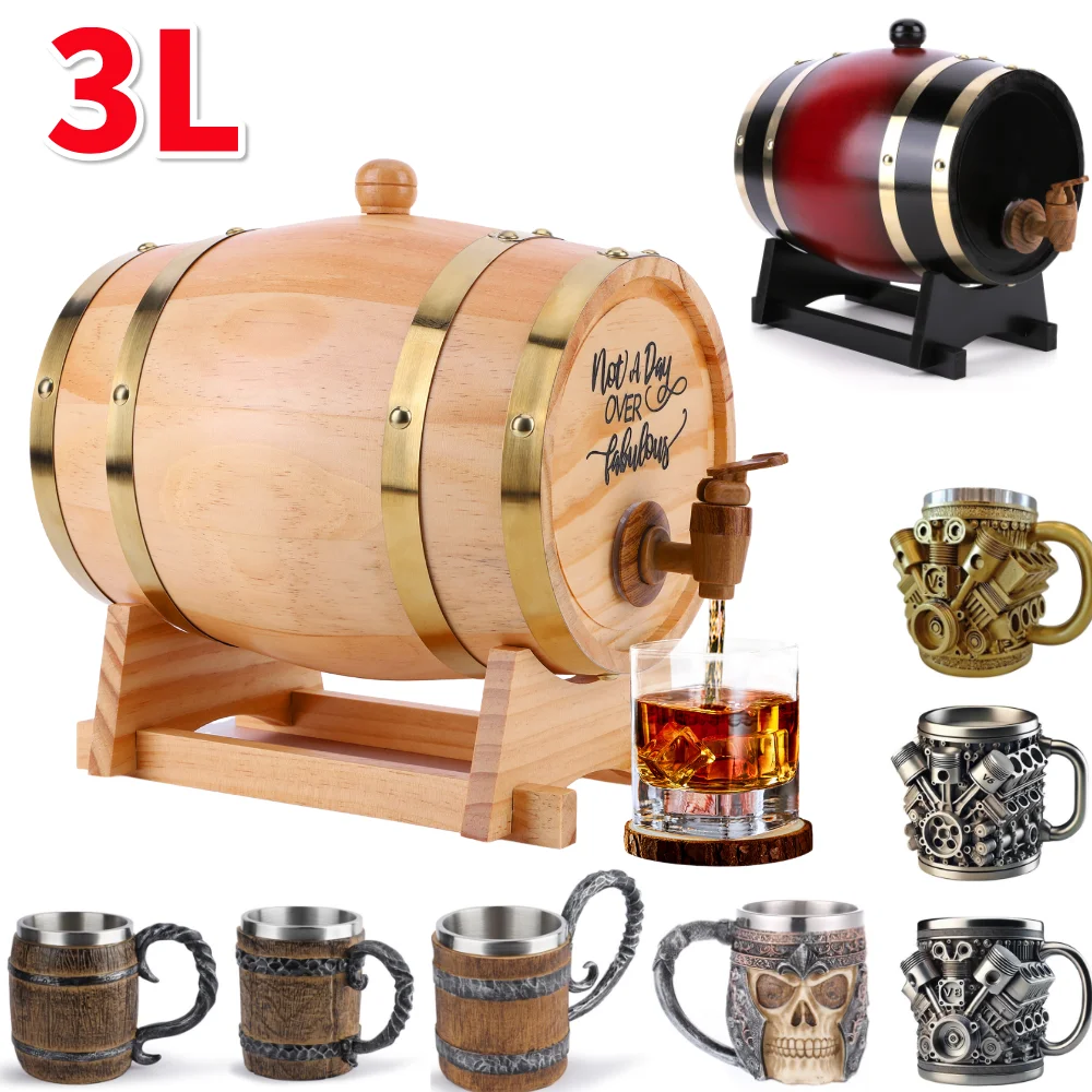 Wine Beer Whiskey - Barril de uísque de madeira 3l